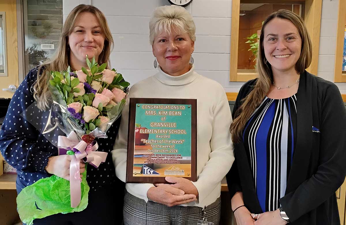 Kim Beam, 3rd Grade Teacher, Granville Elementary School with TCT's Jeannie Dickinson (left), Morgan Keith (right)