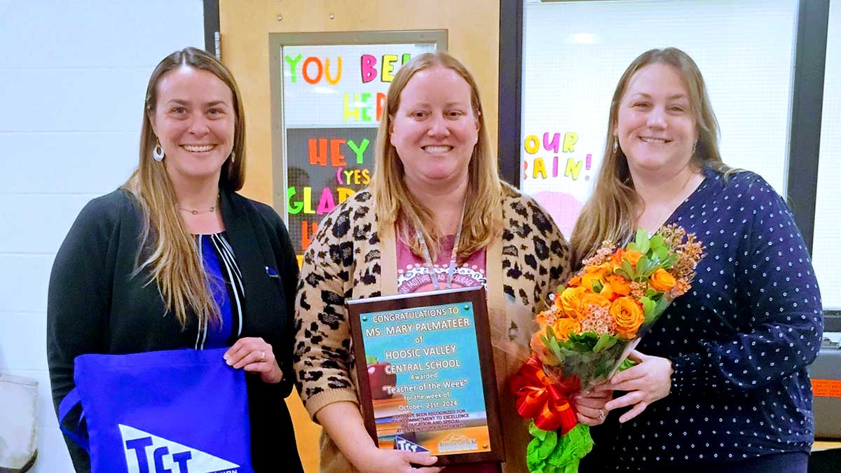 Mary Palmateer, Pre-K Teacher at Hoosic Valley Central School in Schaghticoke with TCT's Morgan Keith (left), Jeannie Dickinson